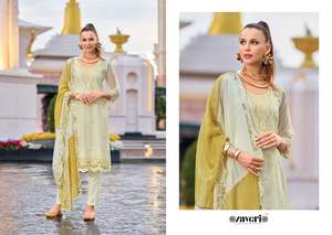 Tenue traditionnelle Broderie en organza doux Travail Salwar Kameez Costume pour les mariages et les occasions festives au meilleur prix - Product Image 5