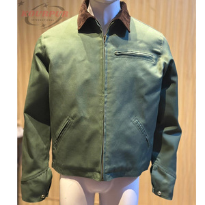 Chaqueta Bomber de Lona para Hombre con Cuello Alto, Cierre de Cremallera, Resistente al Viento, Logotipo Personalizado, Marca Privada, Peso Pesado - Product Image 2