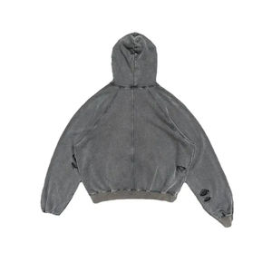 Sudaderas con capucha vintage de algodón grueso, venta al por mayor, jersey en blanco recortado, sudaderas con capucha lavadas con piedra ácida desgastada para hombres, sudaderas con capucha de mezclilla con lágrimas - Product Image 2