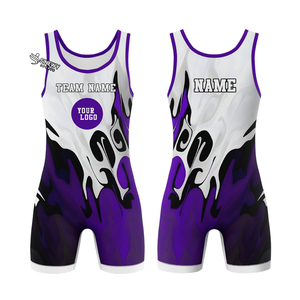 Maillot de lutte personnalisé pour hommes, logo extensible sur le devant, spandex/polyester, été - Product Image 6