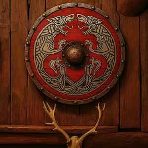 Bouclier Viking DIY de qualité industrielle, personnalisable, en bois et bandes de cuir, fabrication artisanale, épaisseur OEM, fabrication de pointe - Product Image 1