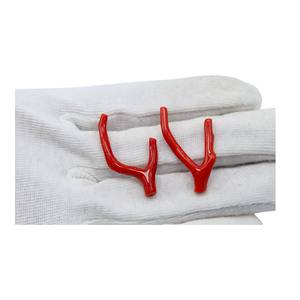 Paire de coraux italiens naturels en forme de bâton de corail rouge italien rugueux poli corail de la mer Méditerranée pour la fabrication de bijoux boucle d'oreille - Product Image 2