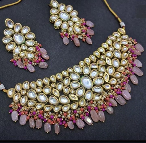 Kundan Necklace <b>Set</b> Backside Meenakari Wedding Gift Festive Occasions Premium Quality <b>Indian</b> Traditional Brass <b>Jewelry</b> <b>Set</b> - Product Image 1