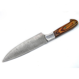 Cuchillo de Chef paquistaní hecho a mano profesional con mango de madera, hoja de acero de Damasco, apto para lavavajillas, alta durabilidad - Product Image 2