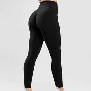 Women's High Waist Seamless Spandex/<b>Nylon</b> Eco-Friendly Gym Tights Scrunch Butt Yoga Pants Custom Logo Solid Yoga <b>Leggings</b> - Product Image 4