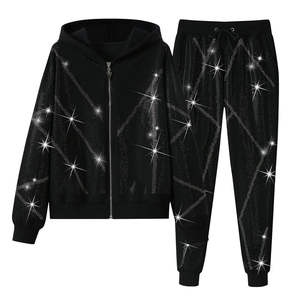 Conjuntos de chándal con diamantes de imitación personalizados para hombre, gran oferta, tendencia superior, chándales con diamantes de imitación de algodón 100% con cosas duraderas para hombre - Product Image 1