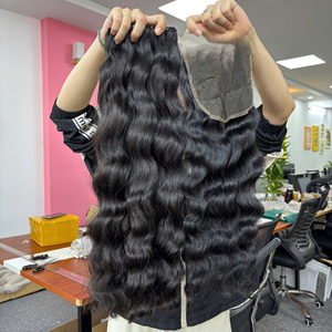 Extensions de cheveux humains vierges 100% à cuticule alignée à double ondulation naturelle RAW vendeurs de paquets de cheveux en gros - Product Image 1