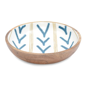 Tazón de servir redondo de madera de diseño elegante, pegatina esmaltada, tamaño mediano, decorativo y vajilla, lazo hecho a mano a granel - Product Image 6