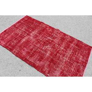Tapis d'appoint vintage turc 3,7x6,2 pieds, tapis en laine rouge - Product Image 4