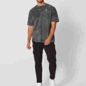 Venta al por mayor streetwear logotipo personalizado camiseta en blanco piedra camisetas unisex hombres pesados lavado ácido de gran tamaño vintage camiseta - Product Image 3