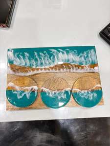 Tablas de Servir de Madera de Acacia y Resina Epoxi Personalizadas de Fábrica, Tablas de Cortar Ecológicas para Cocina, Tabla de Quesos y Charcutería, Tabla para Filetes - Product Image 4