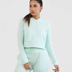 Sudadera Corta Personalizada de Lona para Mujer, Invierno, 100% Algodón, Ecológica, de Secado Rápido, Lisa, Teñida, Material Personalizado - Product Image 4