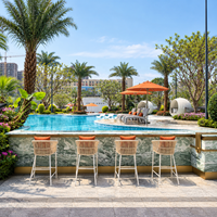Chaises hautes en corde tressée résistantes aux UV, chaises de bar pour hôtel, club de plage, cadre en aluminium, tabourets de bar, OEM personnalisé
