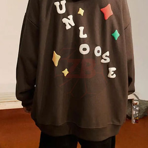 Sweats à capuche à manches longues d'hiver décontractés pour hommes Eco-Friendly Respirant Quick Dry Cotton Polyester Puff Printing Solid Sweatshirts - Product Image 6