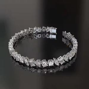 Nuevo diseño 6,5mm 925 Sliver VVS Moissanite diamante tenis moda pulsera con Bling Diamond mix en forma para mujeres - Product Image 2
