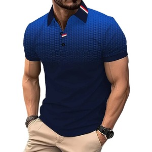 2025 nuevo verano tendencia hombres manga corta Slim Fit Polo hombres gradiente Color 3Ddigital estampado Polo hombres - Product Image 2