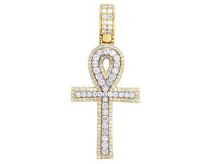 Pendentif en argent sterling S925 avec diamants ronds Moissanite Hip Hop Iced Out Cross pour homme - Product Image 1