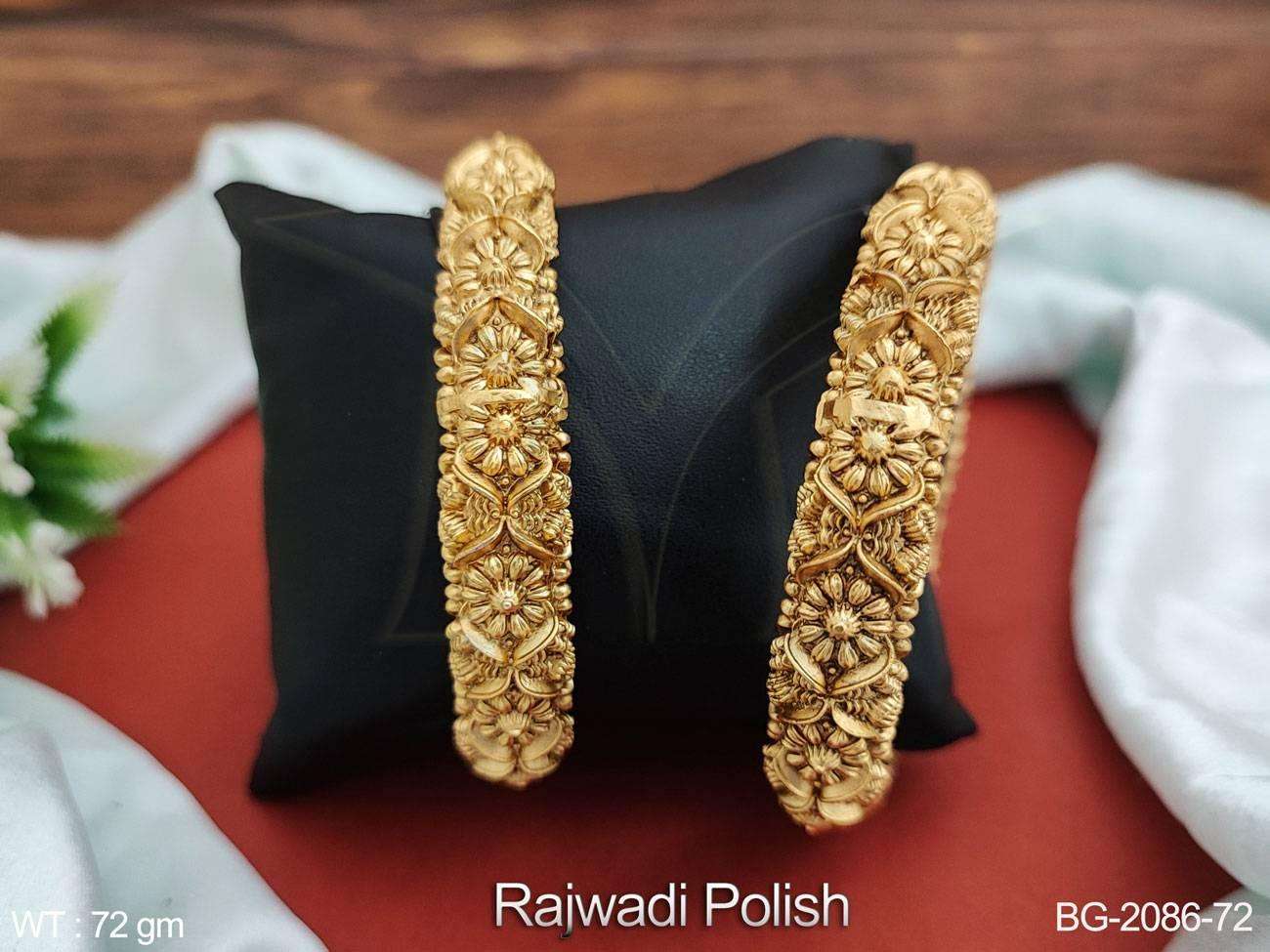 Fashion Jewelry Rajwadi Polish Plain Gold Antique Design Fancy Style Party  Wear Jewelry Accessories Antique Bangle Set of
