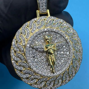 Personalized VVS Moissanite Diamond Iced Out Hip Hop Pendant <b>Necklace</b> With <b>Gold</b> Plated 925 Silver <b>Angel</b> Wing Design Pendant - Product Image 1