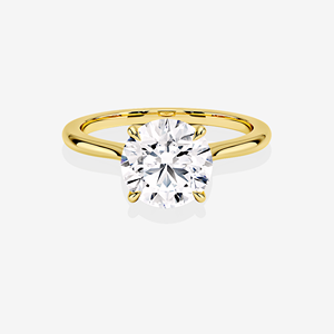 Anillo de Compromiso Petite Solitaire con Diamante Cultivado en Laboratorio de Corte Redondo, Anillo de Oro de 18K - Product Image 1