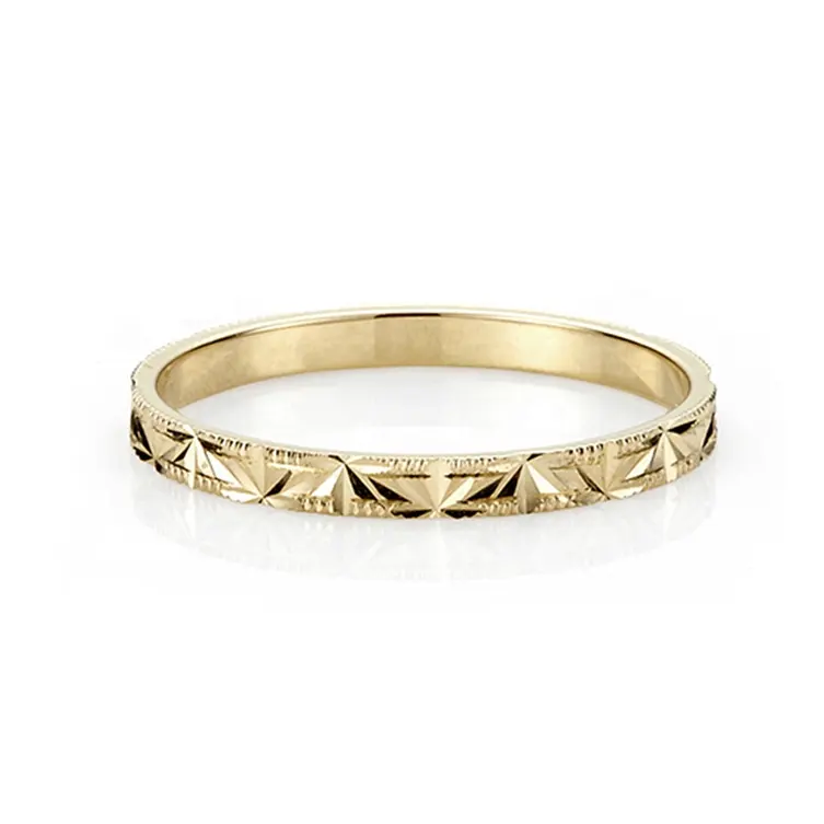 Desain Klasik 925 perak murni 14K/18K lapis emas Vermeil antik perhiasan halus bertekstur cincin Cincin hancur bergalur untuk wanita
