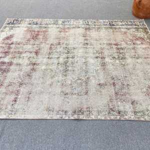 พรมขนาด 5.9x7.3 ฟุต, พรมวินเทจตุรกี, พรมโมร็อกโกสีแดงน้ำเงิน - Product Image 2