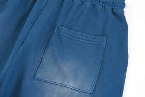 Custom Streetwear Raw Hem 3D Puff Print 100% algodón Pantalones cortos para correr Sun Faded Stone Acid Wash Shorts para hombres - Product Image 2