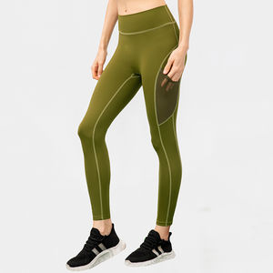 Leggings de yoga en maille tricotée pour femmes, taille haute, respirants, écologiques, antibactériens, longueur genou, service OEM, couleurs personnalisées, logo - Product Image 4