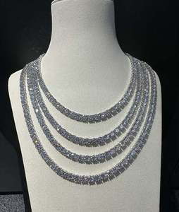 VVS Moissanite Chaîne de tennis en argent sterling 925 6MM 24 pouces Finition en or blanc 14 carats Testeur de diamants Pendentif Charm Style HipHop - Product Image 3