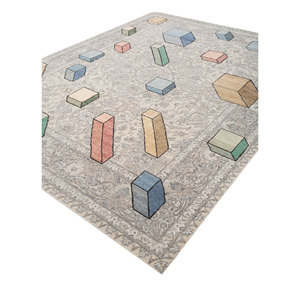 พรมไหมพรมถักมือ AKWS-9001 สีเทาและดำ ลายแบบนามธรรม สำหรับห้องนั่งเล่นและทางเดินในบ้าน  ผสมผสานความเป็นประเพณีดั้งเดิม - Product Image 2