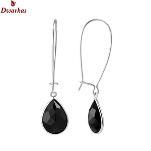 Boucles d'oreilles pendantes en argent sterling 925 avec chalcédoine verte, serties, pour filles, vente en gros de mode de créateur - Product Image 4
