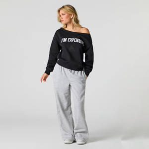 Sudadera Corta de Cuello Redondo, Estilo Desgastado, de Alta Calidad, Holgada, para Mujer, 100% Algodón, Felpa Gruesa, Transpirable y Ecológica - Product Image 3