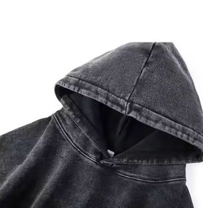 Pull-over à manches longues pour hommes, sweat à capuche grande taille délavé à l'acide avec logo personnalisé, nouveau design, sweats à capuche délavés à l'acide pour hommes - Product Image 3