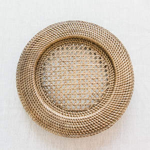 Placa de mimbre redonda hecha a mano para boda, almohadilla de servicio vintage, cargador, oferta - Product Image 3