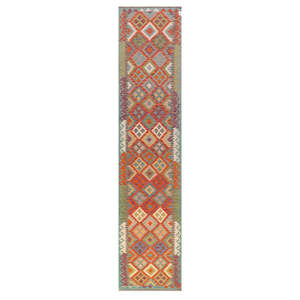Tapis de couloir Maimana Afghanistan Kilim 388 x 83 cm - Product Image 1