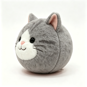 Custom <b>cat</b> <b>plush</b>, kitty stuffed animal, grey <b>cat</b> <b>plush</b>, round <b>cat</b> <b>plush</b>, cute <b>cat</b> plushie - Product Image 1
