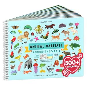 Nouveau livre d'autocollants pour enfants sur les animaux et leur habitat, plus de 500 autocollants, par Cupkin, livre d'activités et de coloriage pour les tout-petits, idéal pour les voyages en avion - Product Image 1
