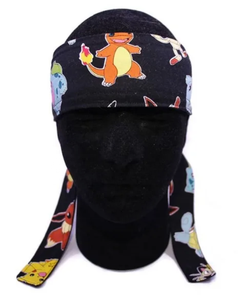 Diadema elástica negra con estampado de personajes de anime y colas largas para paintball, hombres y mujeres, diademas personalizadas de alta calidad para hombre, lo último en diademas. - Product Image 1
