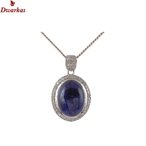 Collier pendentif élégant et luxueux en argent sterling 925 avec zircon cubique vert et pierres multiples en forme de goutte d'eau ovale, modèle Dwarkas DP00528pCAED - Product Image 3