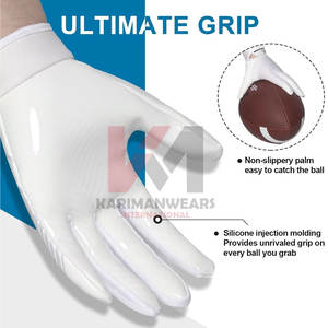 Gants de football américain en cuir synthétique doré de qualité supérieure avec revêtement en silicone antidérapant et gants de football américain adaptés - Product Image 2