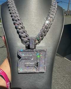 Personnalisable Argent 925 Hommes Moissanite Pendentif Miel Peigne Diamant Réglage Mode Pendentifs Charmes Toutes Les Lettres - Product Image 5