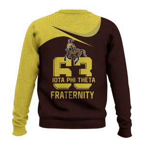 เสื้อไหมพรมอะคริลิค Iota Phi Theta 1963 ปักตัวอักษรเชนิลล์ด้านหน้า สำหรับฤดูหนาว เสื้อผ้าสโมสรพี่น้องนักศึกษากรีก - Product Image 3