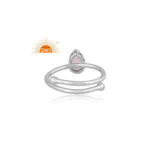 Meilleure vente de bague empilable en argent sterling fin avec pierre naturelle de lune arc-en-ciel fabricant de bijoux personnalisés - Product Image 4