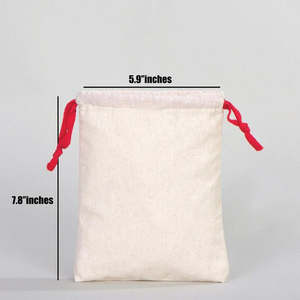 Red <b>Drawstring</b> Fabric <b>Pouch</b> 6 W X 8 H Organic Cotton Screen Printing for Clothing Crafts Dust Stickers Packaging Promotions - Product Image 2