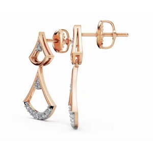 Boucles d'oreilles en or 9KT de qualité supérieure Esmeralda Starlit Flow Diamant rond de taille ronde Bijoux cultivés en laboratoire Vente en gros Fournisseur d'exportation B2B - Product Image 6