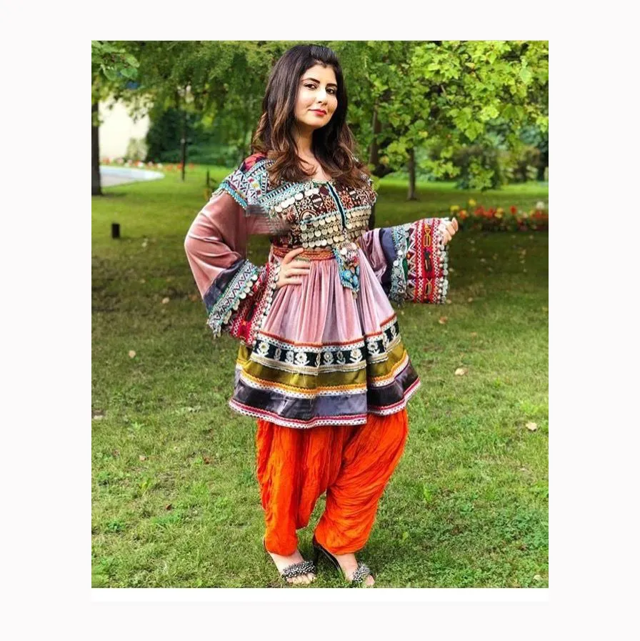 AFGHANI ShalWAR Kamez 여성 인도 원피스/파키스탄/AFGHANI /PUNJABI 스타일 KUCHI 드레스 패션 종족 AFHAN 원피스