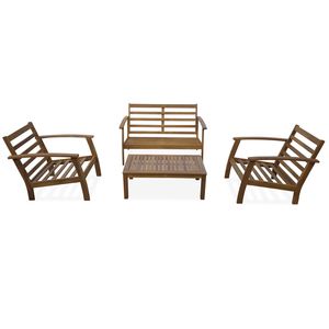 Conjunto de Sofá de Jardín Gelula para Exteriores, 4 Plazas, Madera Maciza de Teca con Cojín Impermeable para Muebles de Exterior - Product Image 3