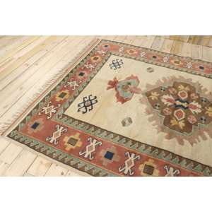 Grand tapis vintage 6,4x8,9 pi (195x272 cm), tapis turc brun à pois - Product Image 4