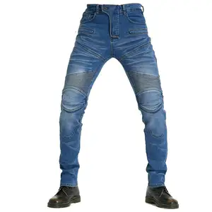 بنطلون جينز للدراجة النارية من قماش الدنيم مخصص بعلامة تجارية يُصمم حسب الطلب