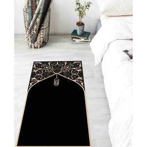 Alfombra de Oración Islámica Negra: Alfombra de Adoración Musulmana Antideslizante, con Pelo Suave - Product Image 2
